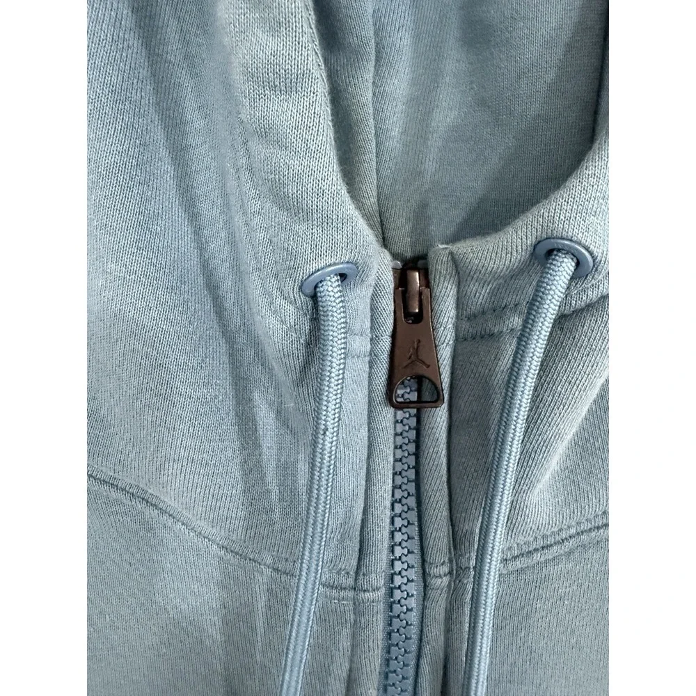 Jordan Blue Full Zip Fleece Hoodie Embroidered Logo Solid Men's Size Medium